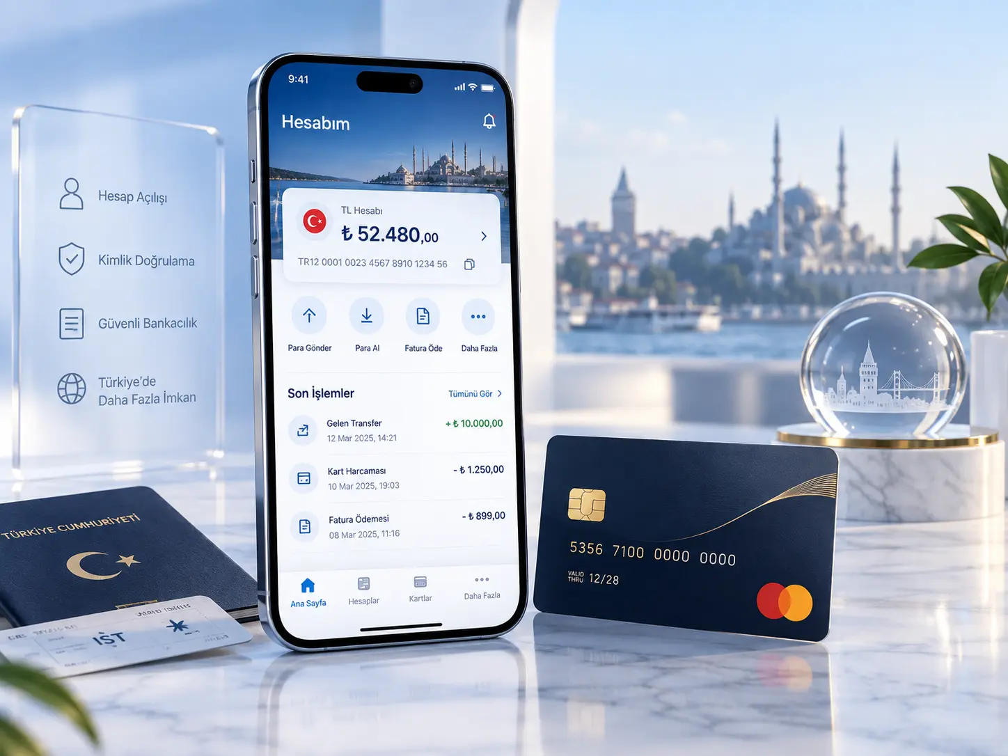 اپلیکیشن و کارت بانکی برای افتتاح حساب بانکی در ترکیه